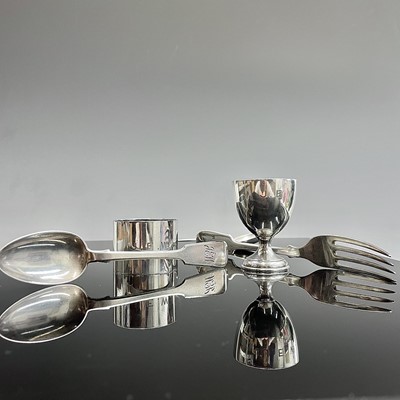 Lot 127 - A pair of Exeter silver spoons, a plain silver...