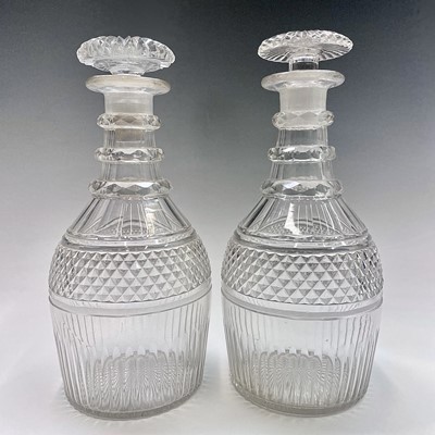 Lot 999 - A pair of 19th century cut glass decanters,...