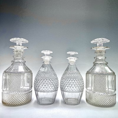 Lot 1000 - A pair of Georgian glass decanters and...