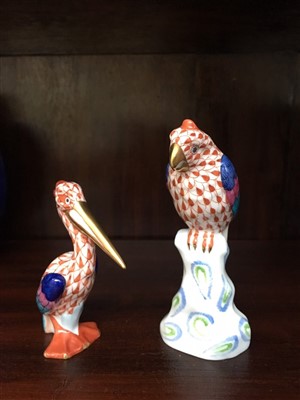 Lot 203 - A Herend porcelain pelican and a Herend parrot.