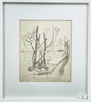 Lot 137 - Bryan WYNTER (1915-1975) Winter Landscape Ink...