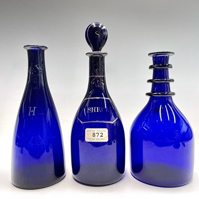 Lot 1027 - A George III Bristol blue decanter and stopper...