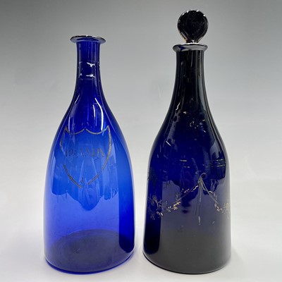 Lot 1028 - A George III Bristol blue glass decanter and...