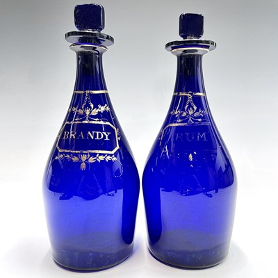 Lot 1029 - A pair of Georgian Bristol blue glass...