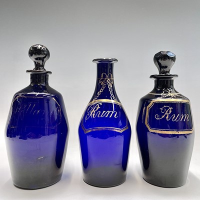 Lot 1030 - A George III Bristol blue barrel-shaped rum...