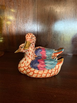 Lot 206 - A Herend porcelain duck group.