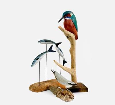 Lot 624 - Geoffrey BICKLEY Three painted wood animal...