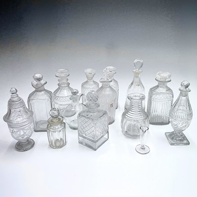 Lot 1010 - A 19th century cut glass square decanter and...