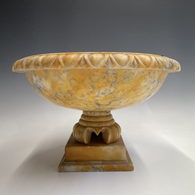 Lot 272 - An alabaster centrepiece bowl, with yellow...