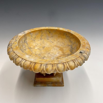 Lot 272 - An alabaster centrepiece bowl, with yellow...
