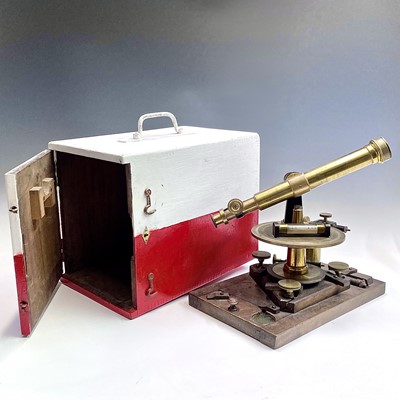 Lot 422 - A French brass theodolite, 19th century,...