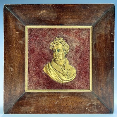 Lot 273 - A gilt metal portrait bust of George IV,...