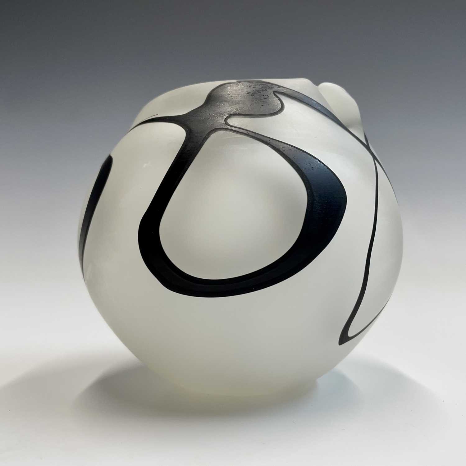 Lot 1073 - An art glass vase, of ovoid form, white