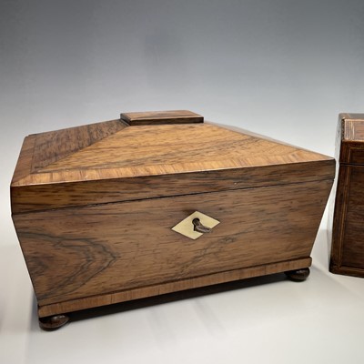 Lot 276 - A late Regency rosewood tea caddy, the...