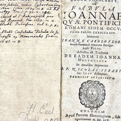 Lot 264 - (POPE JOAN) Error Popularis Seu Fabula Joanne Quae Pontificis.