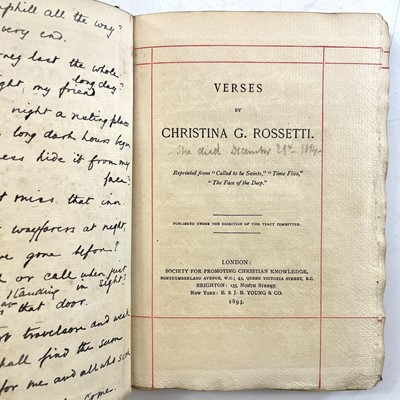 Lot 26 - CHRISTINA G. ROSSETTI. 'Verses...,' first...