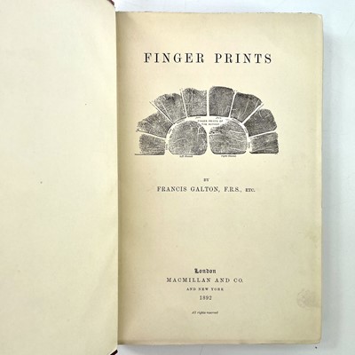 Lot 169 - FRANCIS GALTON. 'Finger Prints,' first edition,...