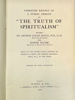 Lot 168 - 'Public Debate on Spiritualism between Sir Arthur Conan Doyle and Joseph McCabe'.