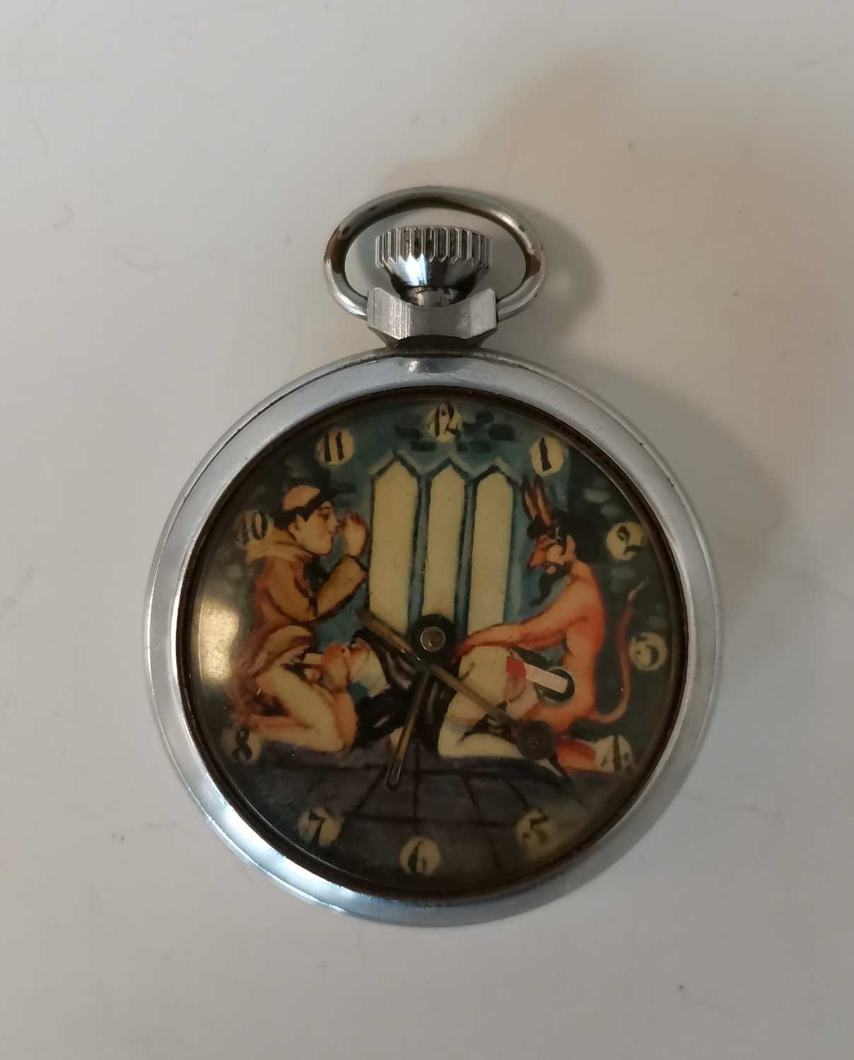 Lot 21 - An erotic Devil, Nun and Monk pocket watch