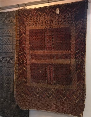 Lot 296 - A Turkoman Ensi, the madder mihrab with rows...