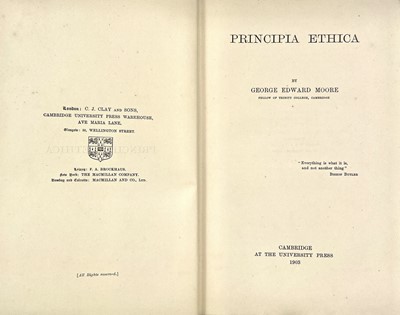 Lot 42 - GEORGE EDWARD MOORE. 'Principia Ethica,' first...