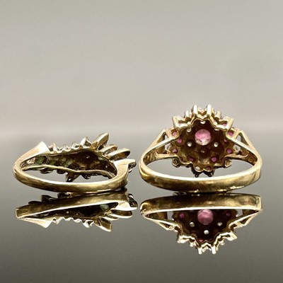 Lot 179 - Two 9ct gold dress rings, one set with...