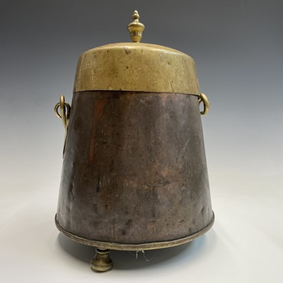 Lot 228 - A 19th century Dutch copper and brass ember...