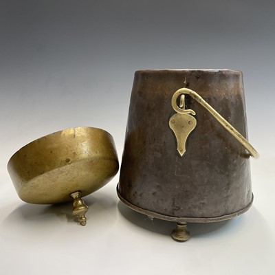 Lot 228 - A 19th century Dutch copper and brass ember...