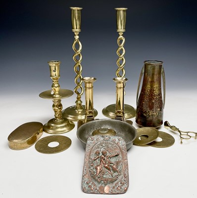 Lot 239 - A 19th century Heemskirk brass candlestick,...