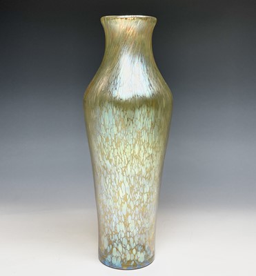 Lot 1052 - A Loetz style tall yellow iridescent glass...