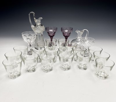 Lot 1054 - A selection of clear and coloured glassware,...