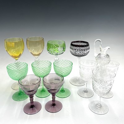 Lot 867 - A selection of clear and coloured glassware,...