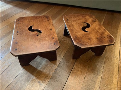 Lot 380 - A pair of mahogany footstools, late 19th century.