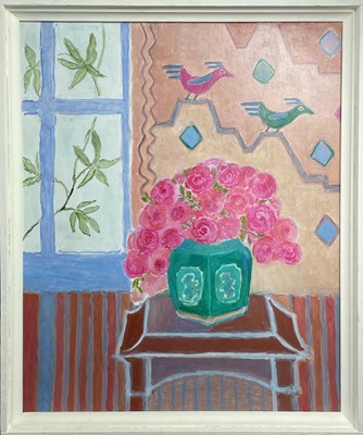 Lot 94 - Rosina ROGERS (1918-2011) Roses in Green Jar...
