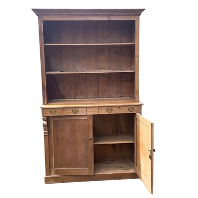 Lot 1829 - A pine kitchen dresser, circa 1900, with three...