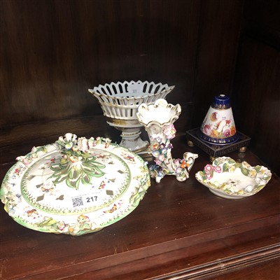 Lot 217 - A English porcelain floral encrusted...