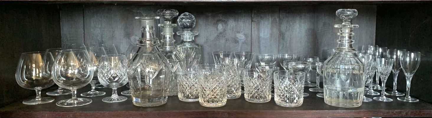 Lot 219 - Four cut glass decanters and an assortment of...