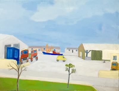 Lot 578 - Bob BOURNE (1931) Dockyard Oil on canvas...