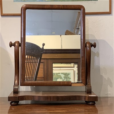 Lot 335 - A mahogany bow front dressing table mirror,...