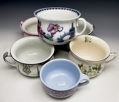 Lot 445 - A collection of china chamber pots - Victorian...