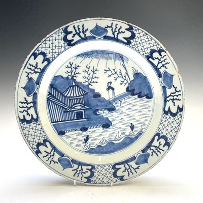 Lot 71 - A London Delft blue and white plate, late 18th...