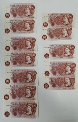 Lot 13 - Twelve ten shilling bank notes, J Q Hollom, J...