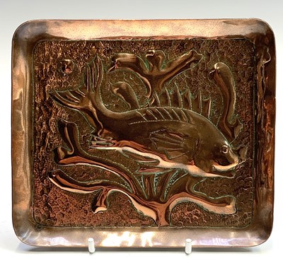 Lot 311 - A Newlyn copper rectangular small dish,...