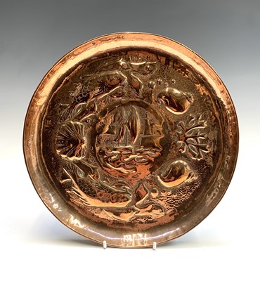 Lot 313 - A Newlyn copper circular small charger,...
