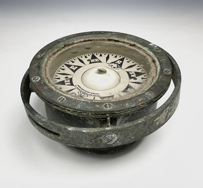 Lot 427 - A ship's brass gimbal compass, by Kelvin,...