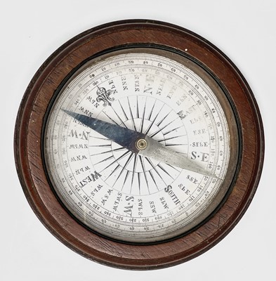 Lot 429 - A Victorian dry card desk top compass, in oak...