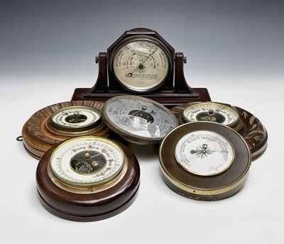 Lot 2926 - A late Victorian walnut aneroid barometer,...