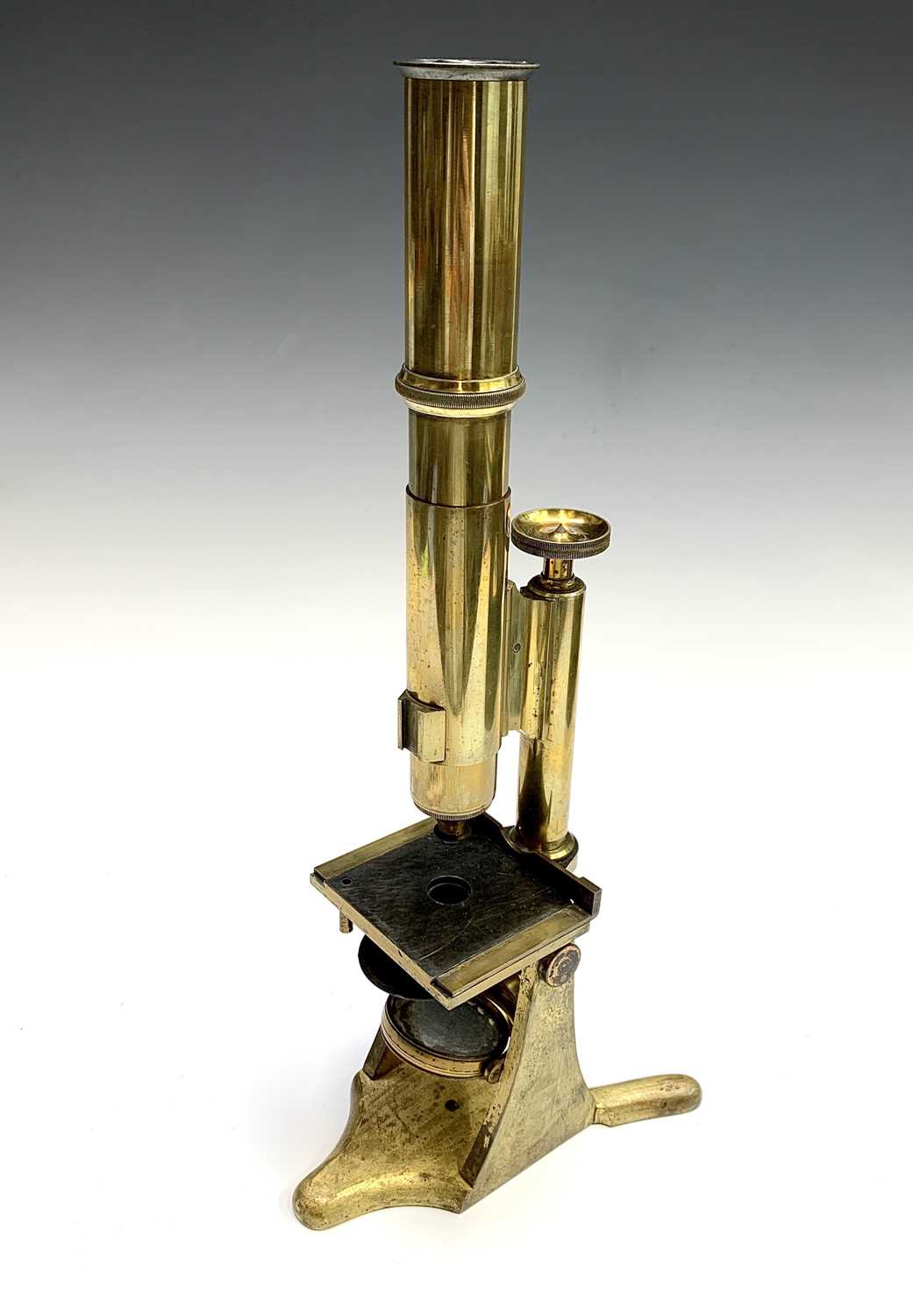 Lot 440 - A Victorian brass microscope, by Adie & Son,