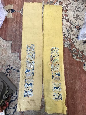 Lot 191 - A pair of Chinese rectangular silk embroidered...