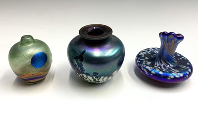 Lot 1117 - Three Norman Stuart Clarke iridescent glass...